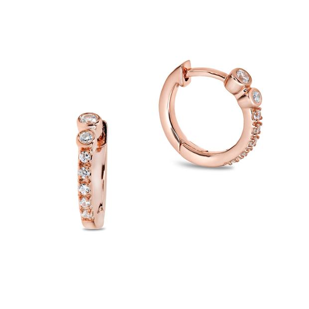 14k Mini Bezel Diamond Huggies