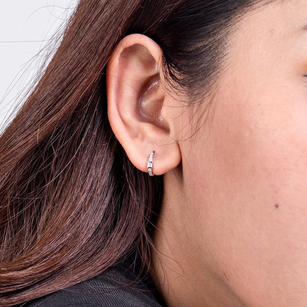 14k Dainty Baguette Hoop Earrings