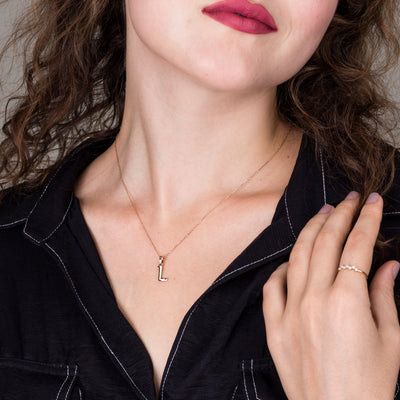14k Gold Intitial Pendant Necklace