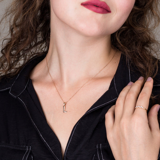 14k Gold Intitial Pendant Necklace