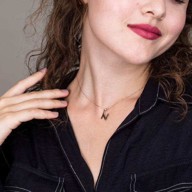 14k Gold Intitial Pendant Necklace