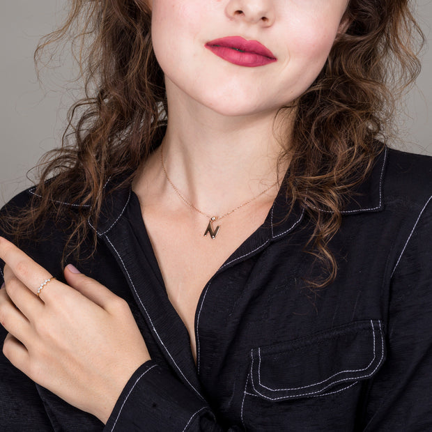 14k Gold Intitial Pendant Necklace