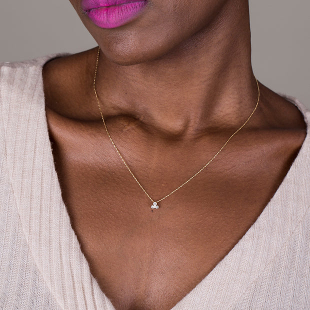 Minimalist Diamond Lotus Pendant Necklace