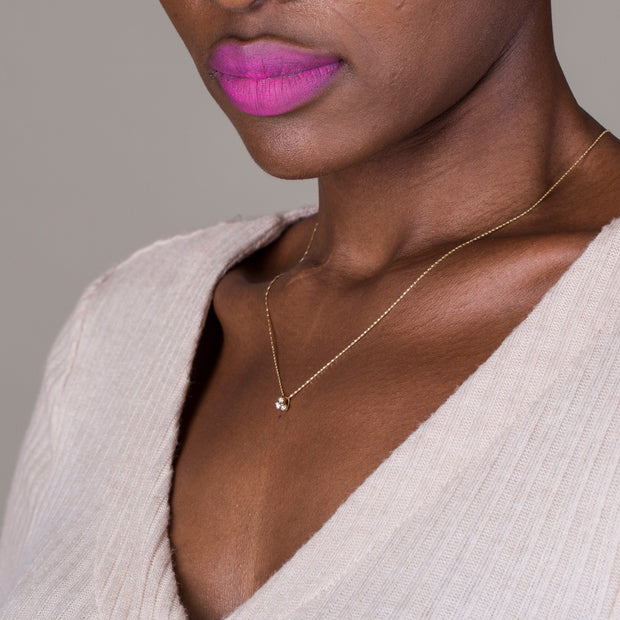 14k Diamond Lotus Necklace