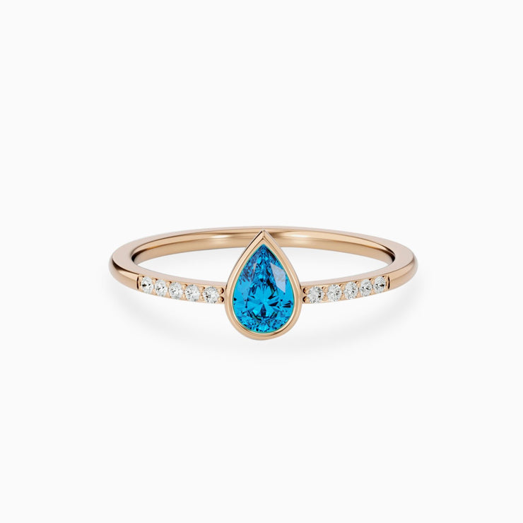 14k Gold Swiss Blue Topaz Engagement Ring