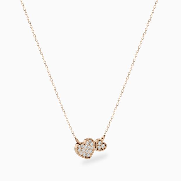 double heart diamond necklace