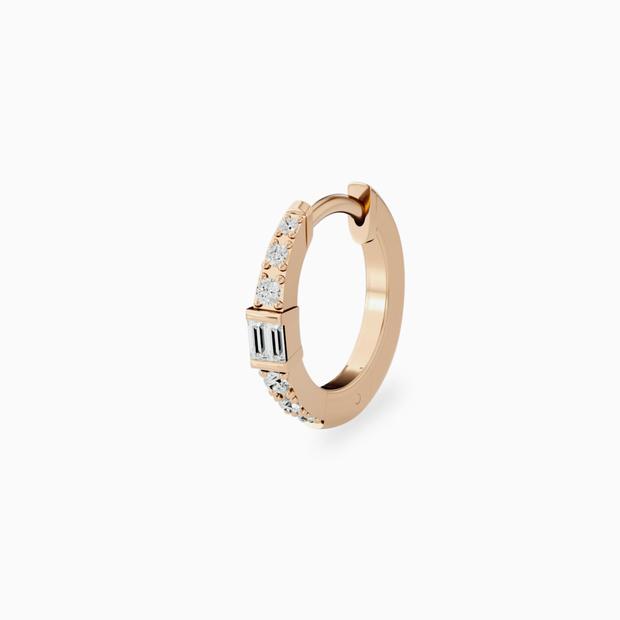 14k Dainty Baguette Hoop Earrings