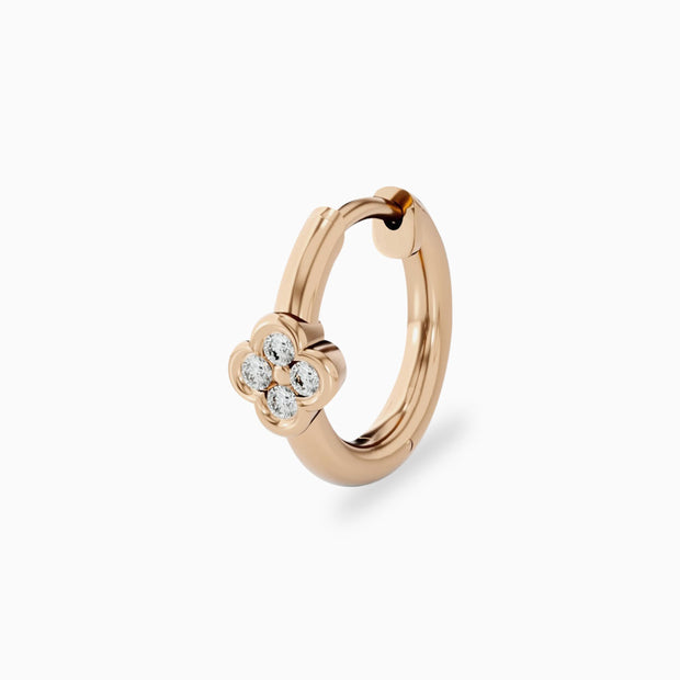 14k Flower Diamond Hoops