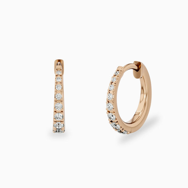 14k Small Diamond Hoop Earrings