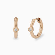 14k Tiny Diamond Hoop Earrings
