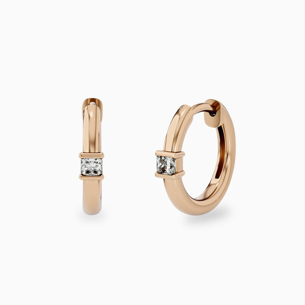 14k Simple Diamond Hoop Earrings