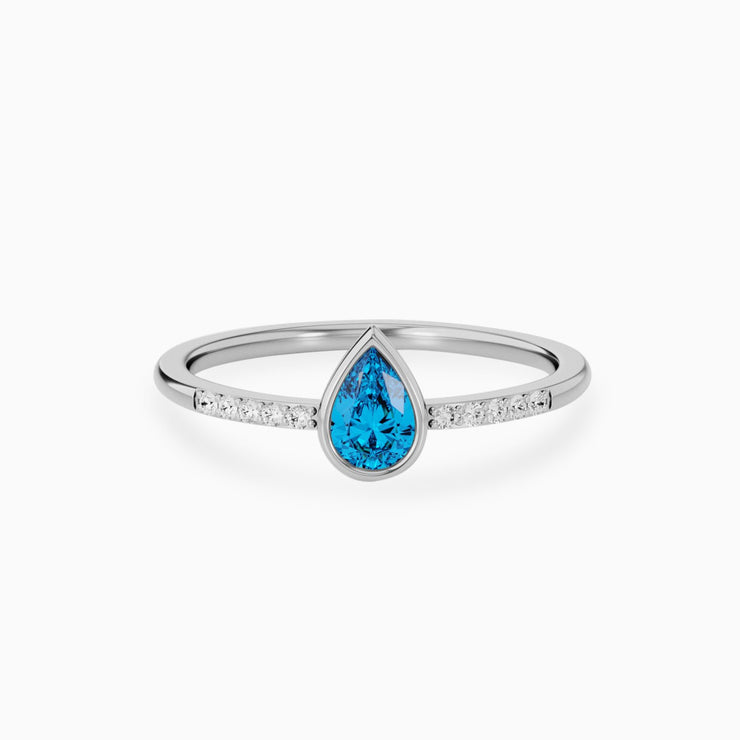 14k Gold Swiss Blue Topaz Engagement Ring