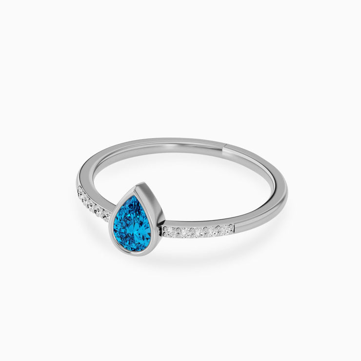 14k Gold Swiss Blue Topaz Engagement Ring