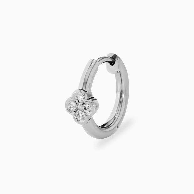 14k Flower Diamond Hoops