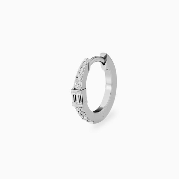 14k Dainty Baguette Hoop Earrings