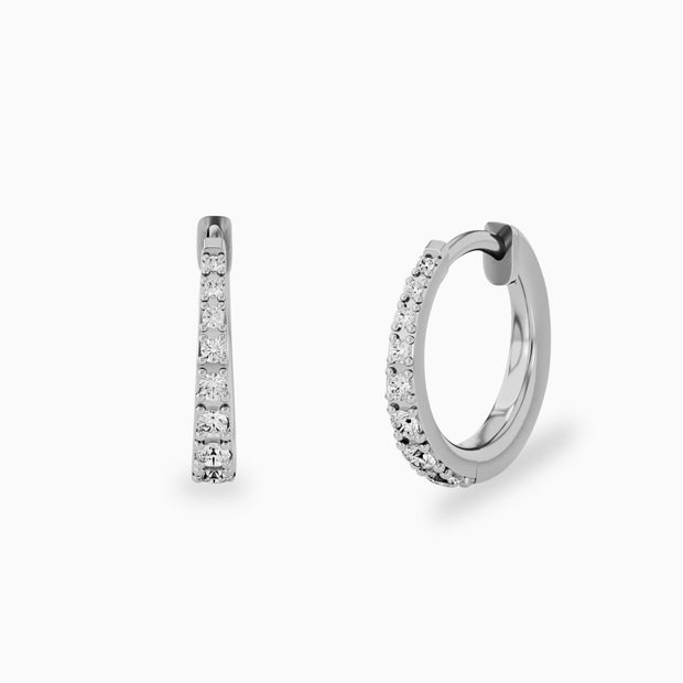 14k Small Diamond Hoop Earrings