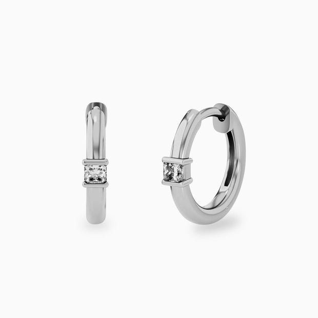 14k Simple Diamond Hoop Earrings