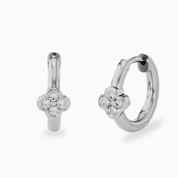 14K Flower Diamond Huggies
