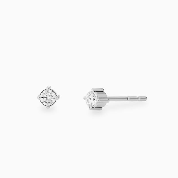 14k Gold Solitaire Diamond Stud Earrings