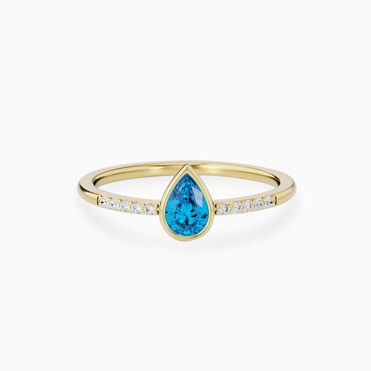 14k Gold Swiss Blue Topaz Engagement Ring