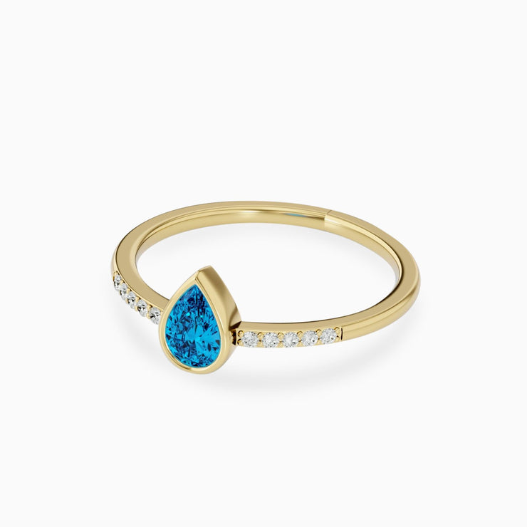 14k Gold Swiss Blue Topaz Engagement Ring