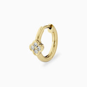 14k Flower Diamond Hoops