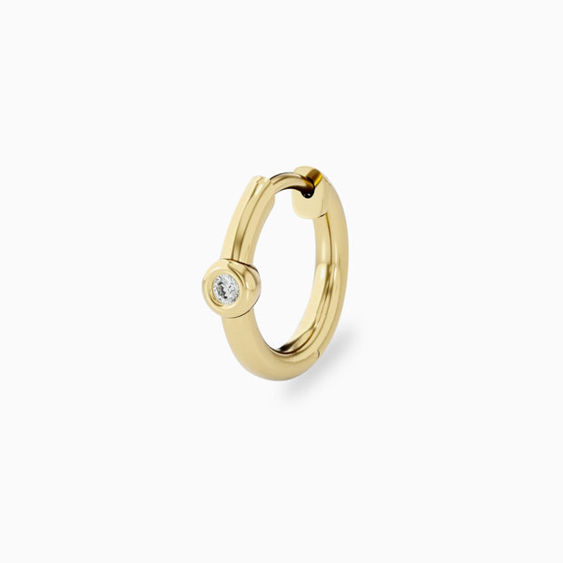 14k Tiny Diamond Hoop Earrings
