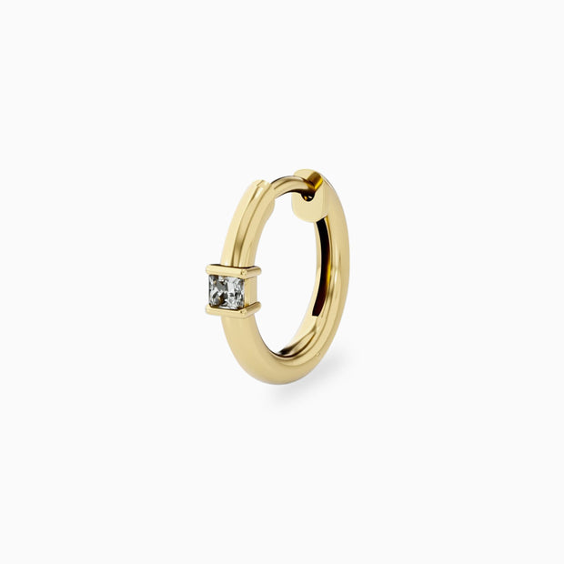 14k Simple Diamond Hoop Earrings