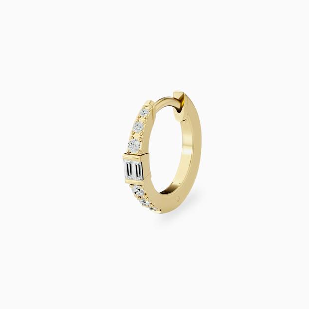 14k Dainty Baguette Hoop Earrings