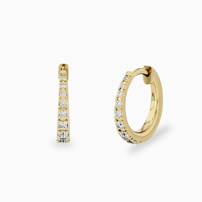 14k Small Diamond Hoop Earrings