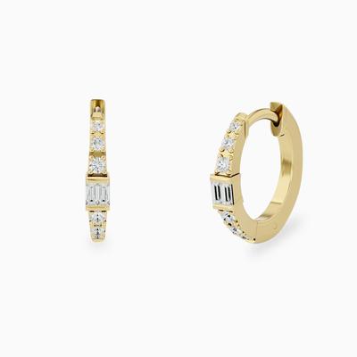 14k Dainty Baguette Hoop Earrings