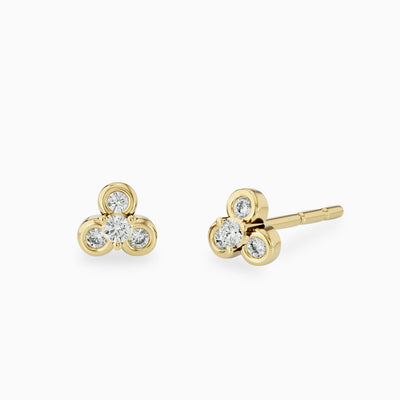 14k Lotus Diamond Stud Earring 
