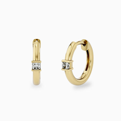 14k Simple Diamond Hoop Earrings