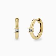 14k Princess Solitaire Diamond Hoops