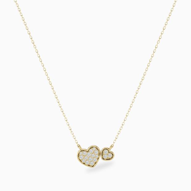 double heart diamond necklace