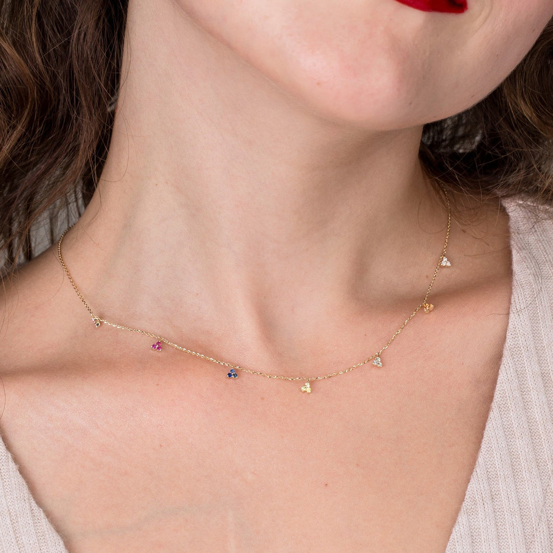 18k Gemstone Station Necklace (Custom Order)