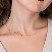 18k Gemstone Station Necklace (Custom Order)